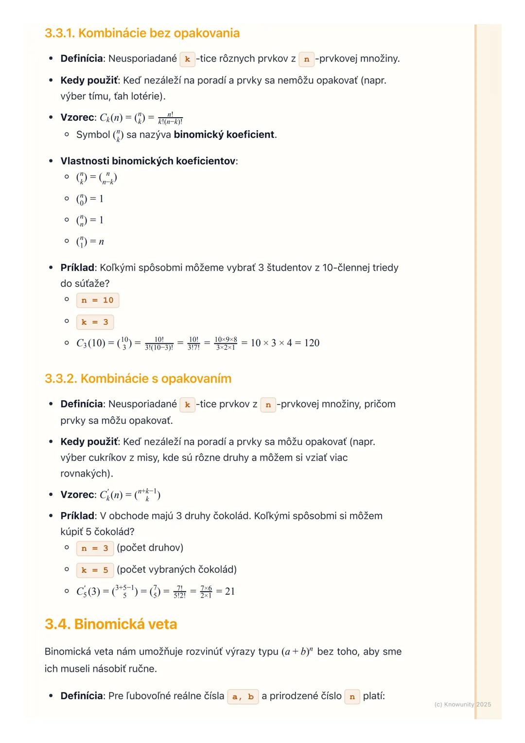 # Kombinatorika

## 1. Úvod do kombinatoriky

Kombinatorika je dôležitá časť matematiky, ktorá sa zaoberá počítaním rôznych
možností usporia