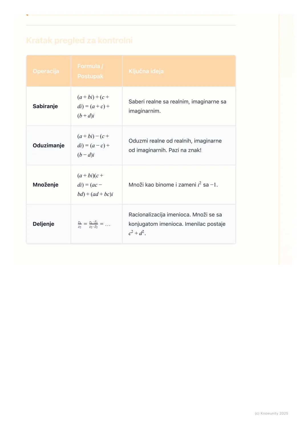 # Operacije sa kompleksnim
brojevima

Uvod u operacije sa kompleksnim brojevima

Kao i sa realnim brojevima, sa kompleksnim brojevima takođe