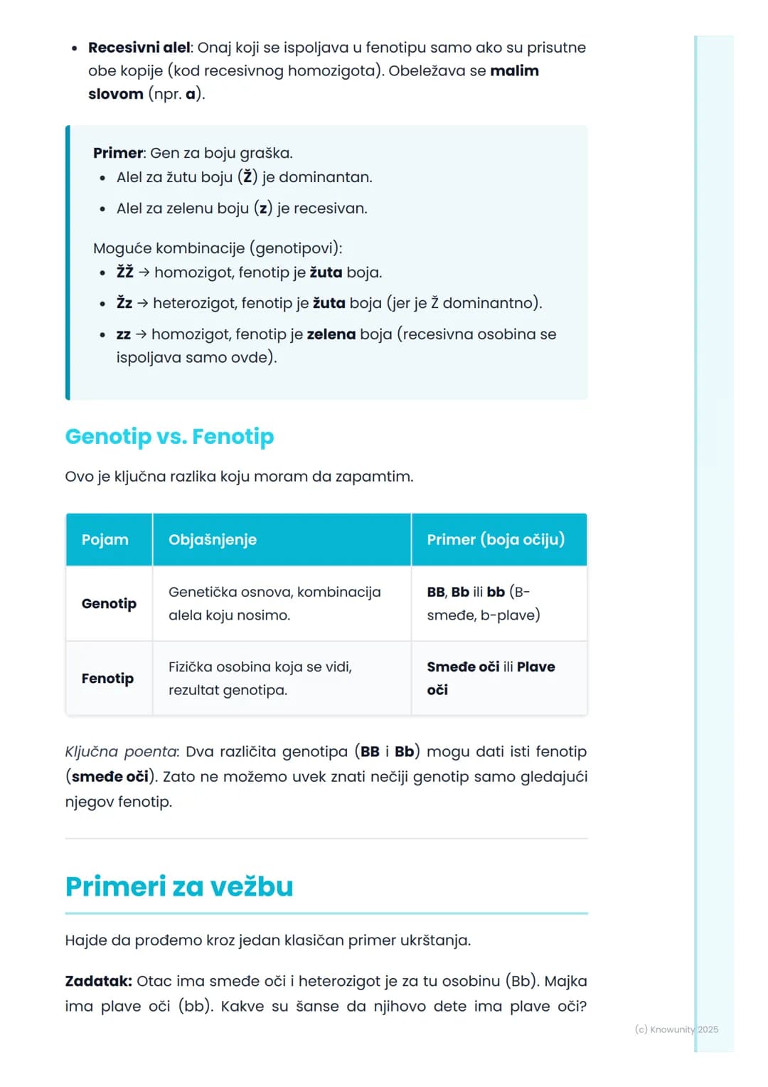 # Osnovni pojmovi genetike

## Uvod u osnovne pojmove genetike

Genetika je nauka o nasleđivanju i promenljivosti (varijabilnosti)
osobina k