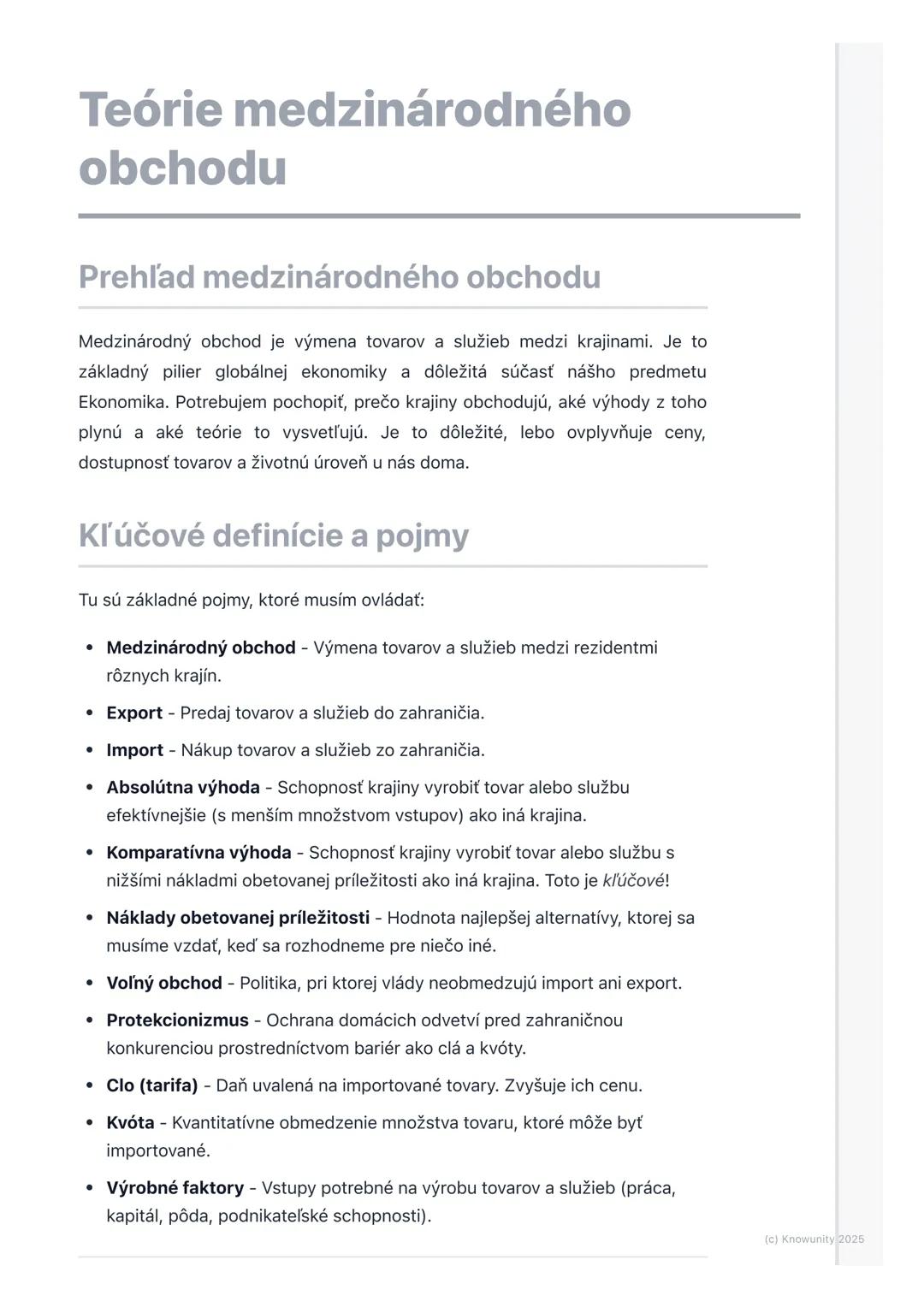 # Teórie medzinárodného
obchodu

Prehľad medzinárodného obchodu

Medzinárodný obchod je výmena tovarov a služieb medzi krajinami. Je to
zákl