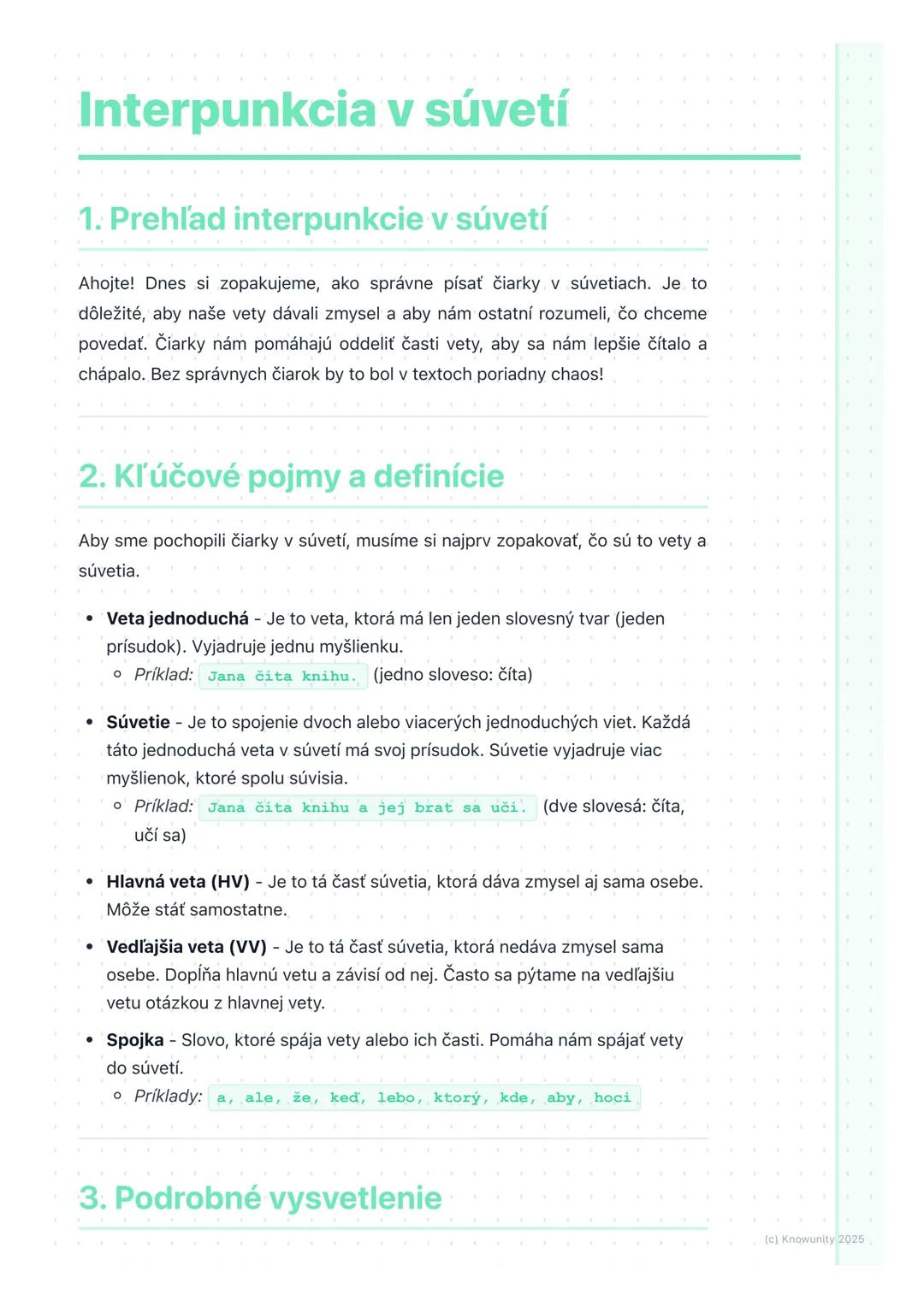 # Interpunkcia v súvetí

## 1. Prehľad interpunkcie v súvetí

Ahojte! Dnes si zopakujeme, ako správne písať čiarky v súvetiach. Je to
dôleži