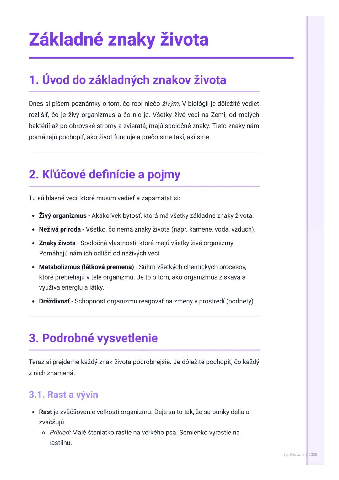 Znaky živých organizmov