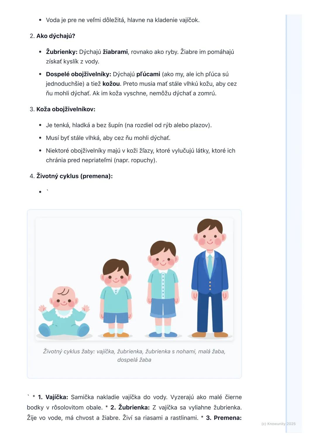 # Obojživelníky

## 1. Prehľad obojživelníkov

Obojživelníky sú veľmi zaujímavé zvieratá, ktoré žijú dva životy. To znamená,
že časť svojho 