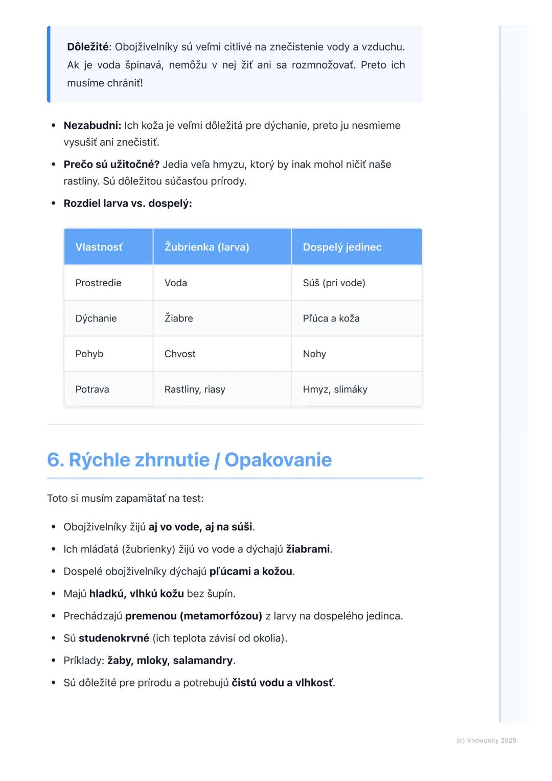 # Obojživelníky

## 1. Prehľad obojživelníkov

Obojživelníky sú veľmi zaujímavé zvieratá, ktoré žijú dva životy. To znamená,
že časť svojho 