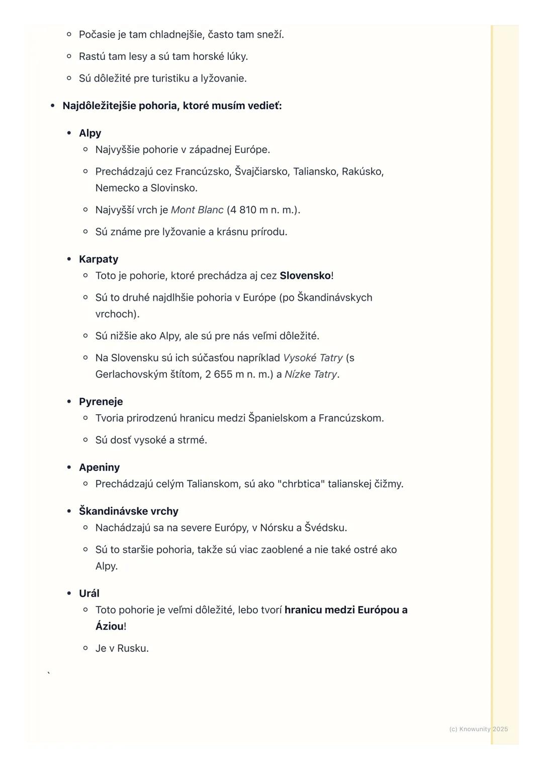 # Povrch Európy – pohoria,
nížiny, rieky

1. Prehľad povrchu Európy

Dnes sa budeme učiť o tom, ako vyzerá povrch Európy. To znamená, aké sú