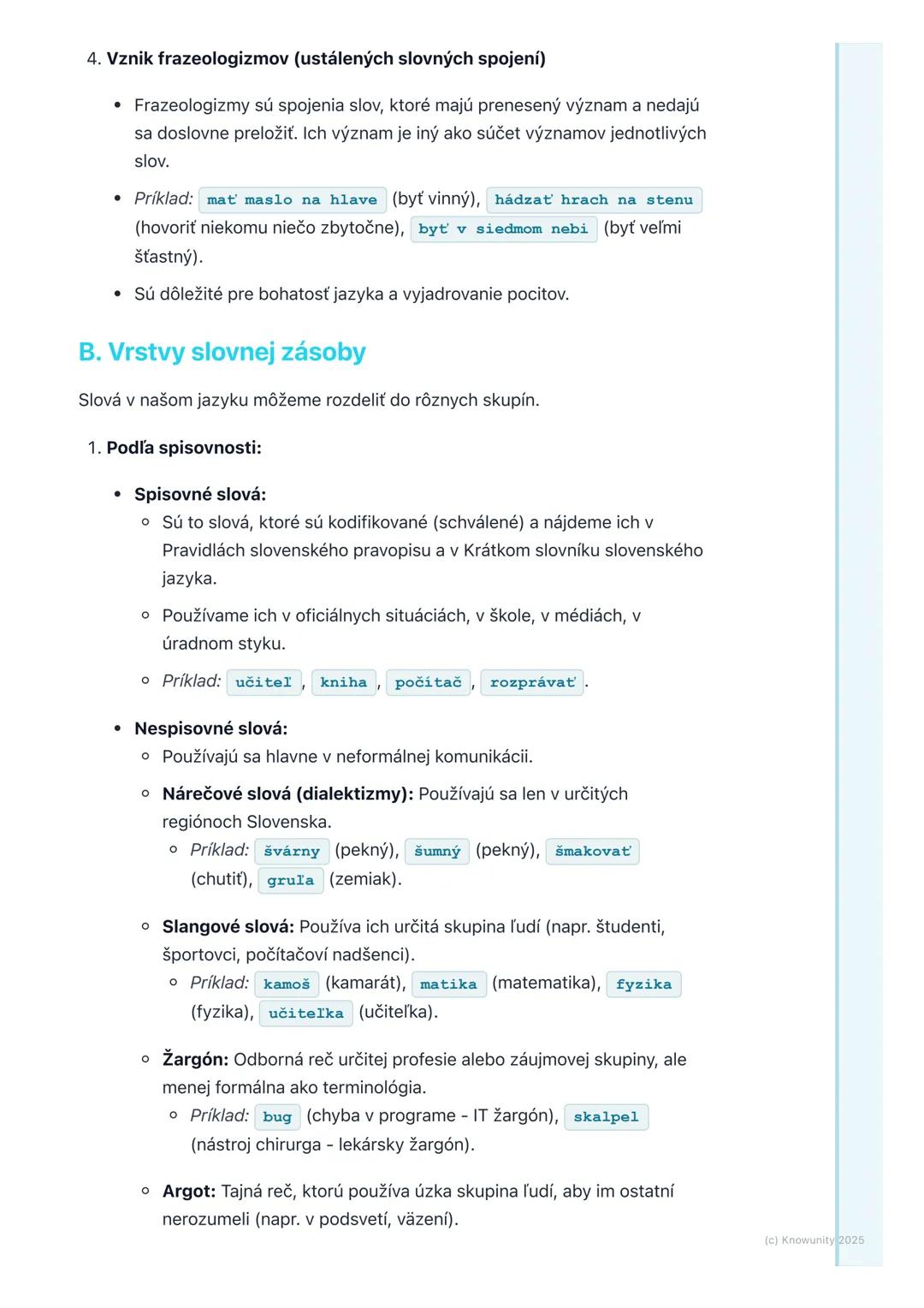 # Slovná zásoba a jej
obohacovanie

1. Úvod do slovnej zásoby

Slovná zásoba je pre mňa dosť dôležitá, lebo bez nej by sme sa nevedeli
poria