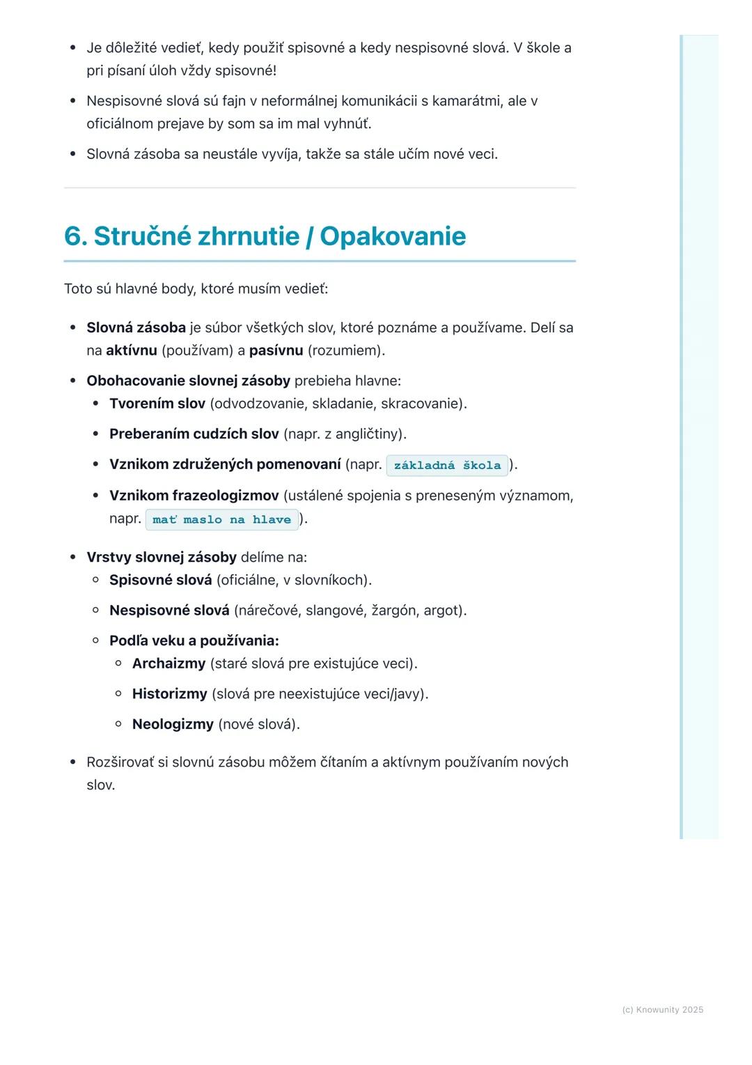# Slovná zásoba a jej
obohacovanie

1. Úvod do slovnej zásoby

Slovná zásoba je pre mňa dosť dôležitá, lebo bez nej by sme sa nevedeli
poria