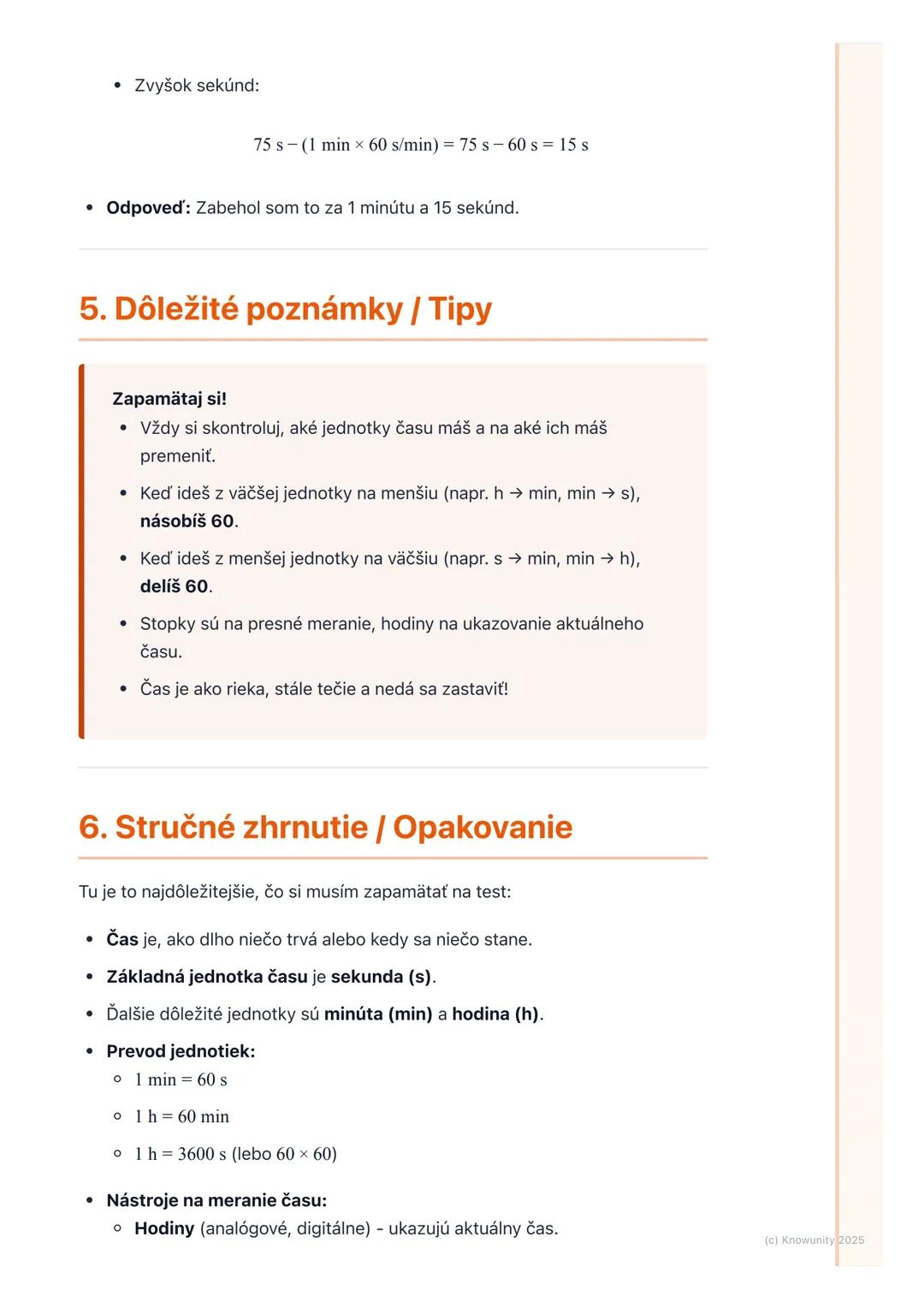# Meranie času

1. Prehľad merania času

Čas je niečo, čo nám hovorí, ako dlho niečo trvá alebo kedy sa niečo stane. Je
to veľmi dôležité, l