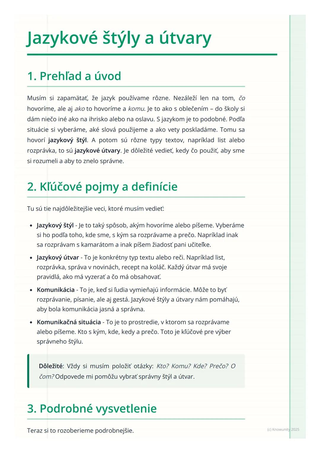 Rôzne štýly a formy komunikácie v jazyku