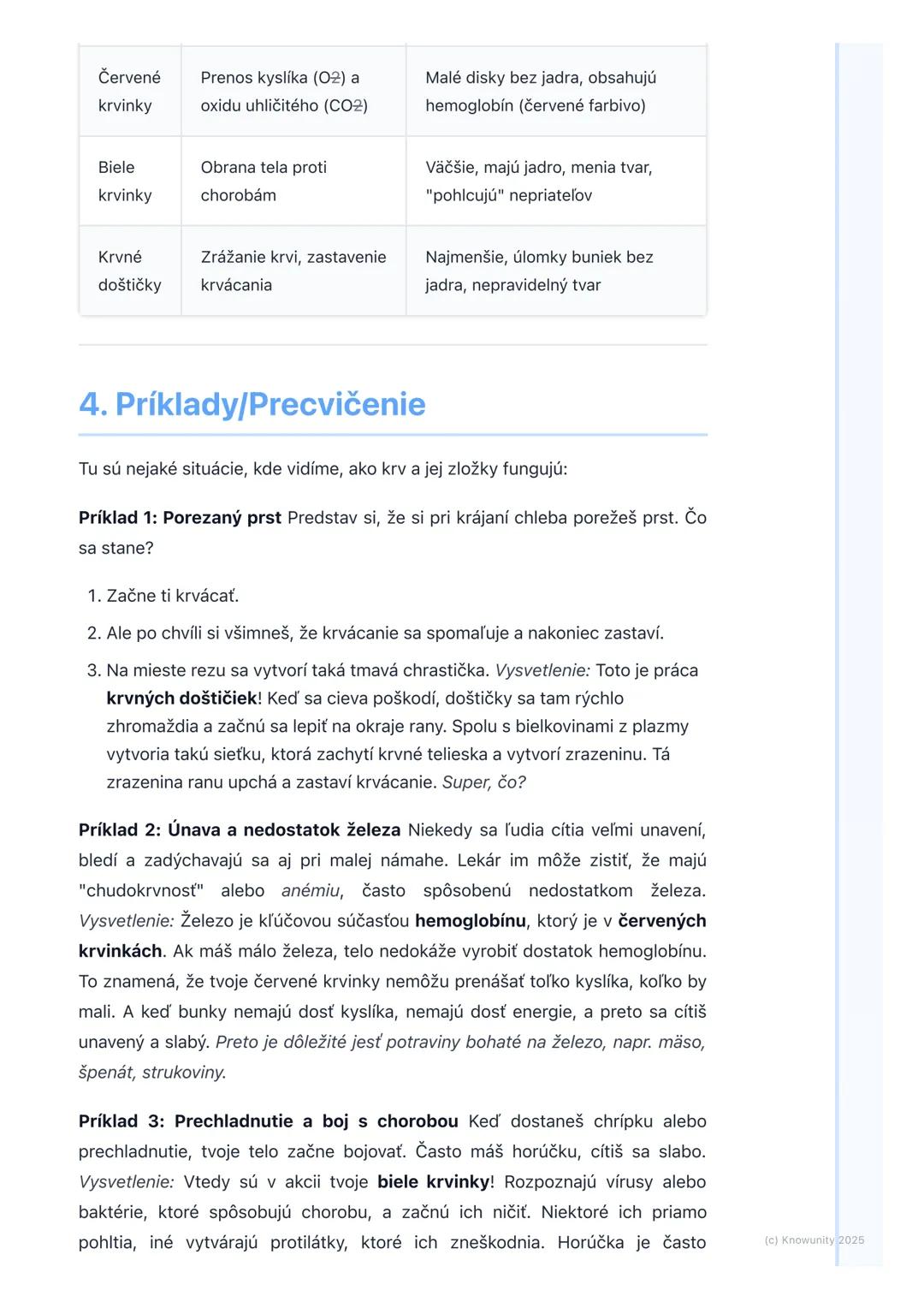 # Krv a jej zložky

1. Prehľad témy

Krv je super dôležitá tekutina v našom tele. Je to vlastne také tekuté tkanivo,
ktoré prúdi v našich ci