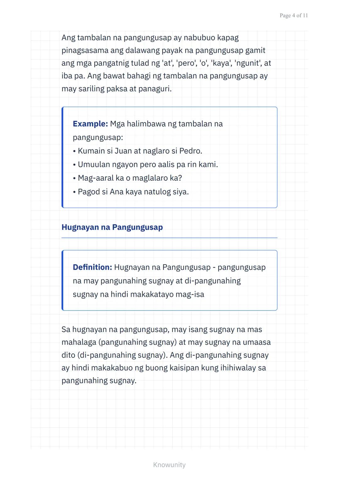 Wika at Estruktura ng Filipino: Balarila - Pangungusap at
Kayarian
Pag-aaral ng mga uri ng pangungusap at
kayarian nito sa wikang Filipino u