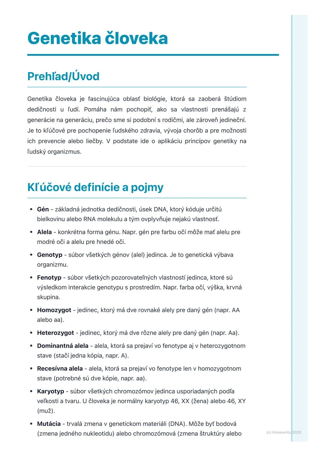 Genetika človeka: Dedičnosť, Chromozómy a Genetické Poradenstvo