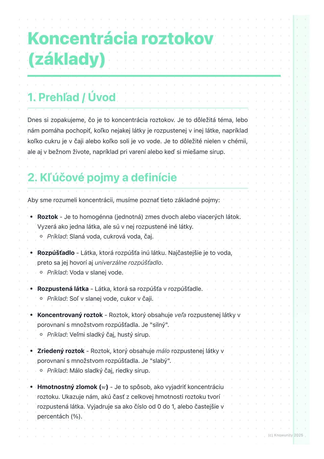 Základy koncentrácie roztokov: Riedené a koncentrované roztoky