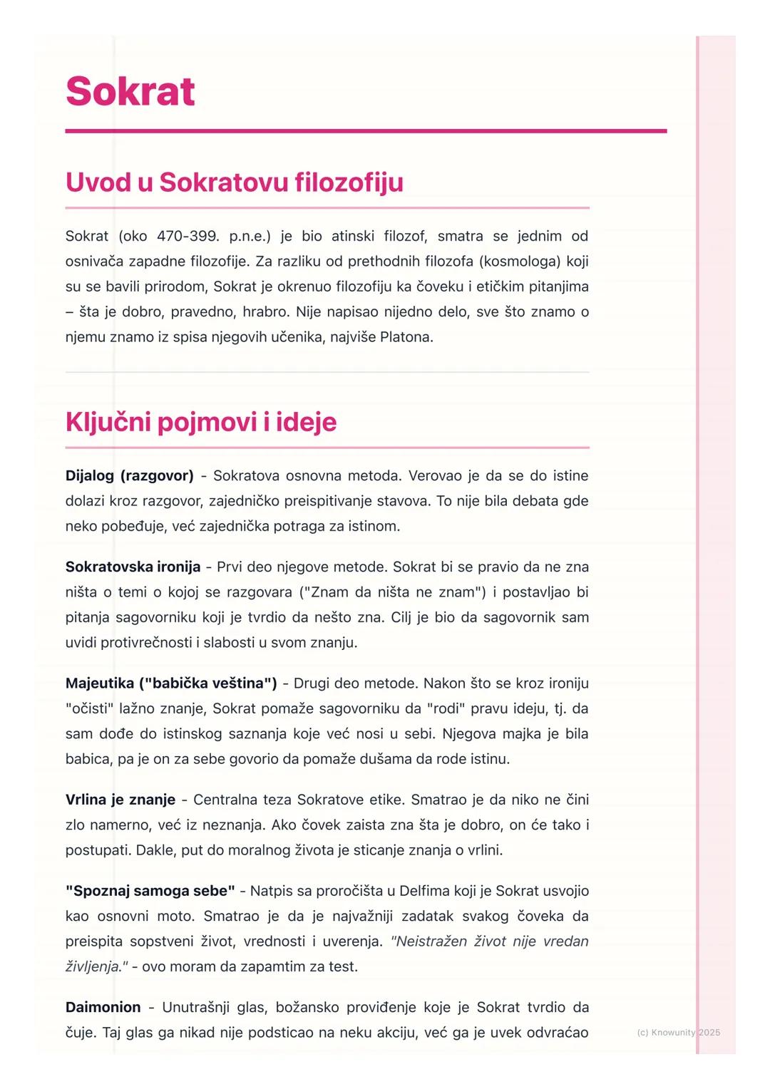 # Sokrat

## Uvod u Sokratovu filozofiju

Sokrat (oko 470-399. p.n.e.) je bio atinski filozof, smatra se jednim od
osnivača zapadne filozofi