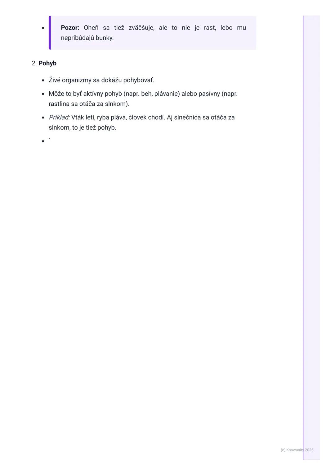 # Znaky živých organizmov

1. Prehľad / úvod

Dnes sa učíme o tom, čo robí veci živými. Je to dôležité, aby sme vedeli rozlíšiť,
čo patrí do