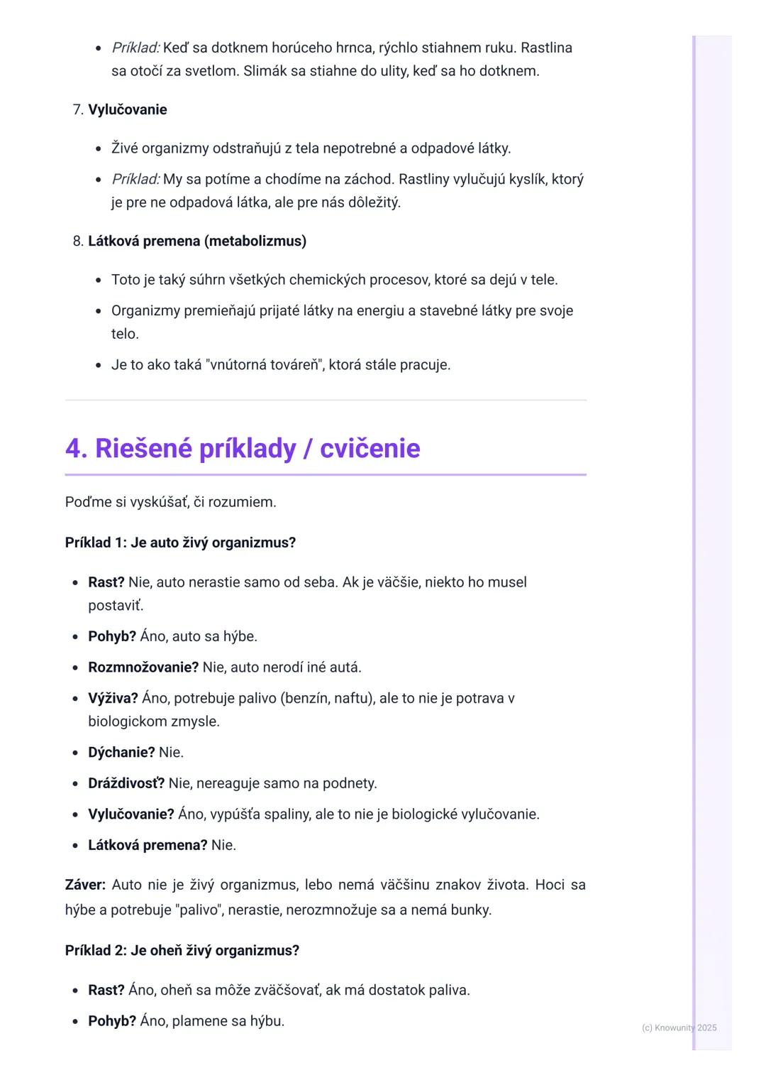 # Znaky živých organizmov

1. Prehľad / úvod

Dnes sa učíme o tom, čo robí veci živými. Je to dôležité, aby sme vedeli rozlíšiť,
čo patrí do