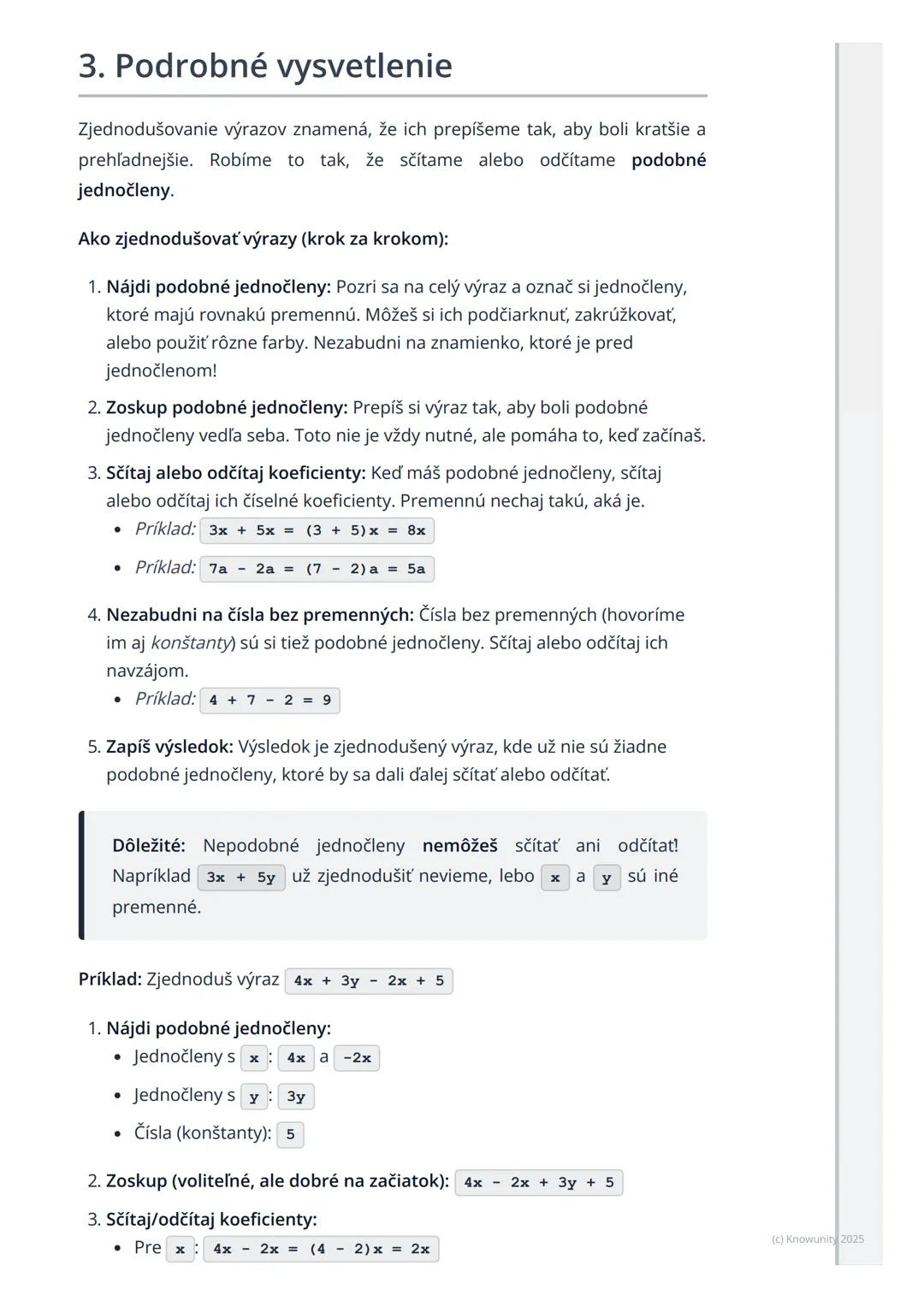 # Zjednodušovanie výrazov

## 1. Prehľad zjednodušovania výrazov

Ahoj! Dnes si píšem poznámky k téme zjednodušovanie výrazov. Je to
dôležit