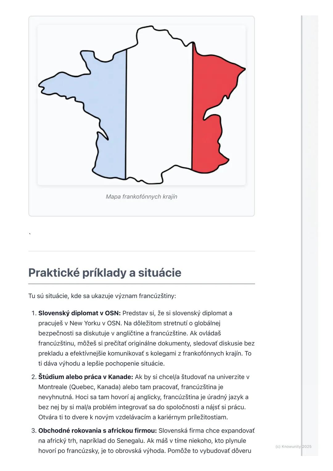 # Význam francúzštiny vo svete
(L'importance du français
dans le monde)

Prehľad

Francúzština je oveľa viac než len jazyk, ktorým sa hovorí
