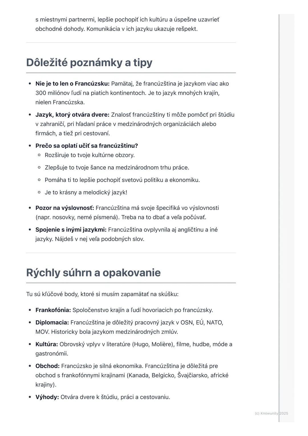 # Význam francúzštiny vo svete
(L'importance du français
dans le monde)

Prehľad

Francúzština je oveľa viac než len jazyk, ktorým sa hovorí