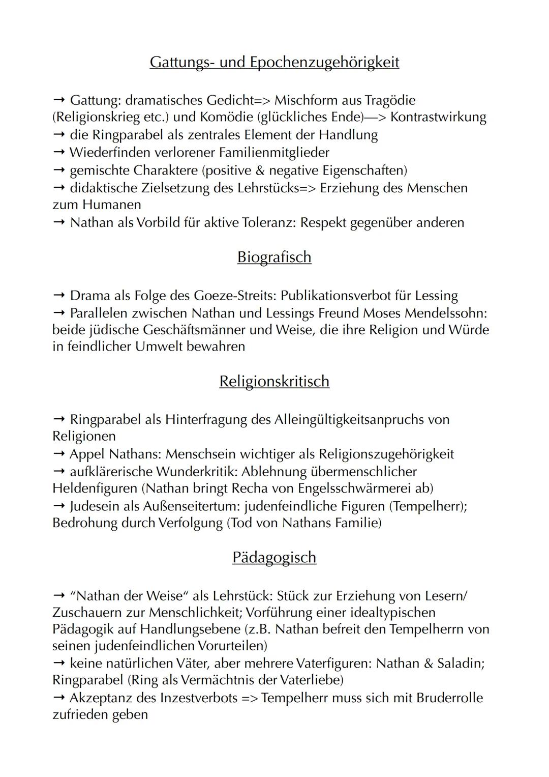 # Nathan der Weise

Autor: Gotthold Ephraim Lessing
Jahr: 1779
Textsorte: Dramatisches Gedicht
Aufbau: 5 Aufzüge/Akte mit jeweiligen Auftrit