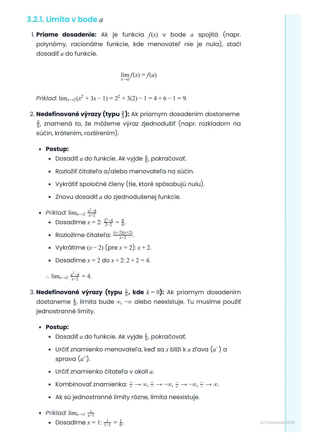 # Limita funkcie

1. Prehľad / Úvod

Limita funkcie je jeden z najzákladnejších a najdôležitejších pojmov v
diferenciálnom počte. Pomáha nám