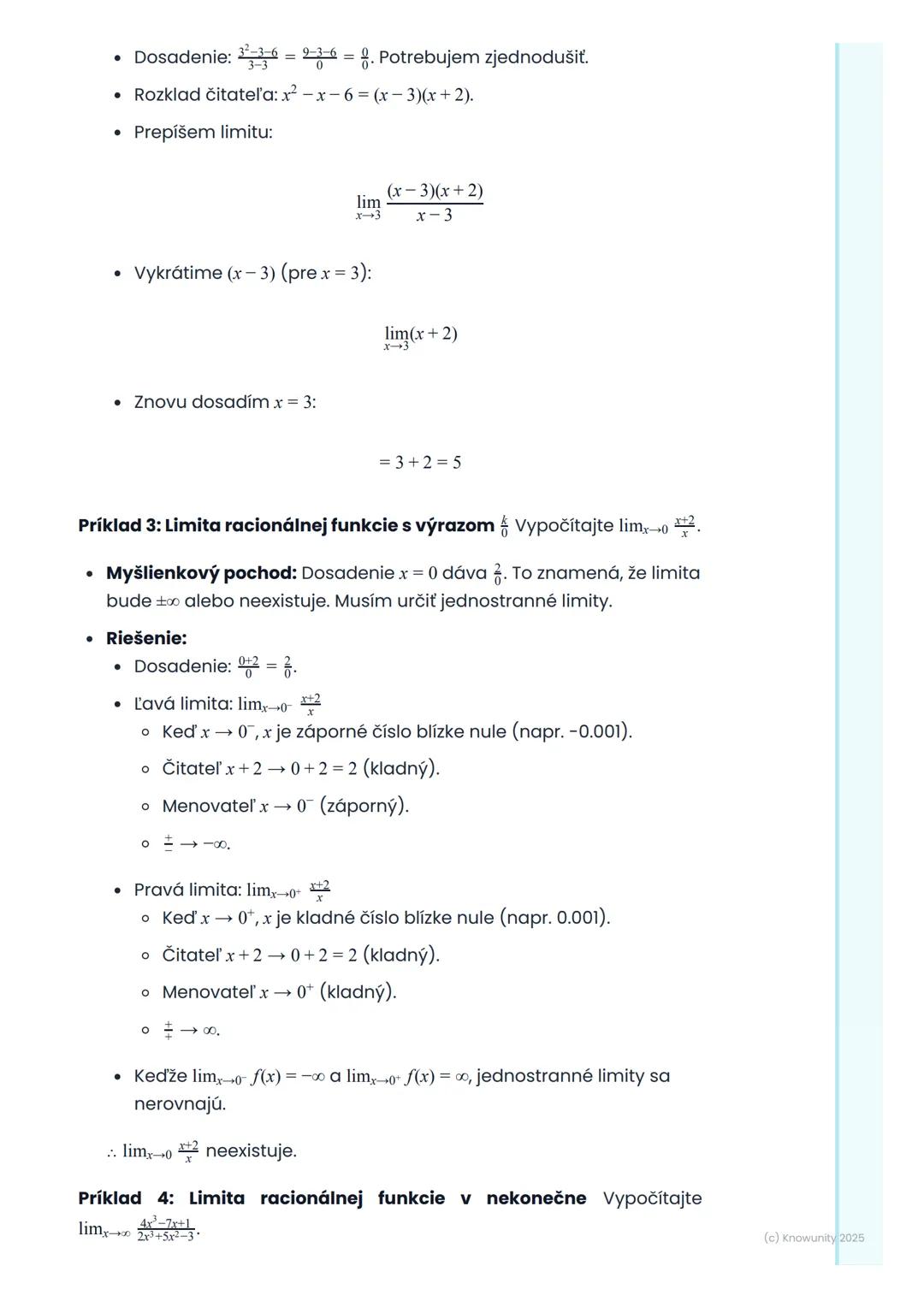 # Limita funkcie

1. Prehľad / Úvod

Limita funkcie je jeden z najzákladnejších a najdôležitejších pojmov v
diferenciálnom počte. Pomáha nám