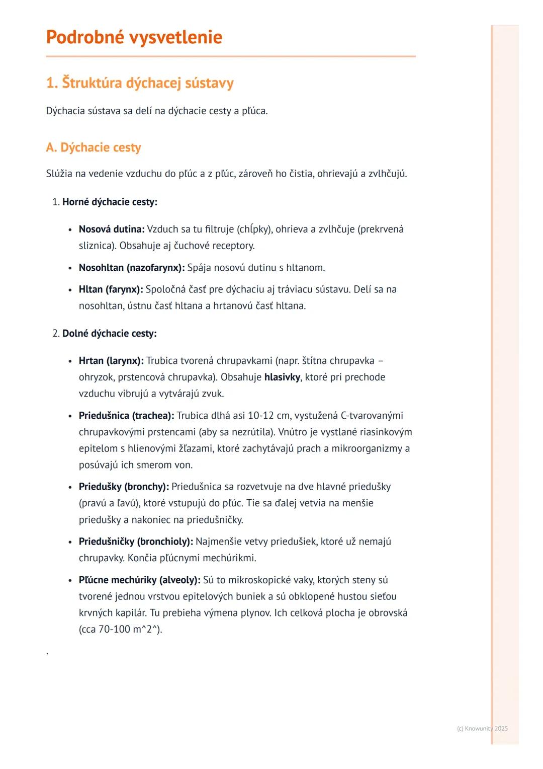 # Dýchacia sústava

## Prehľad / Úvod

Dýchacia sústava je pre náš život absolútne kľúčová. Jej hlavnou úlohou je
zabezpečiť neustálu výmenu