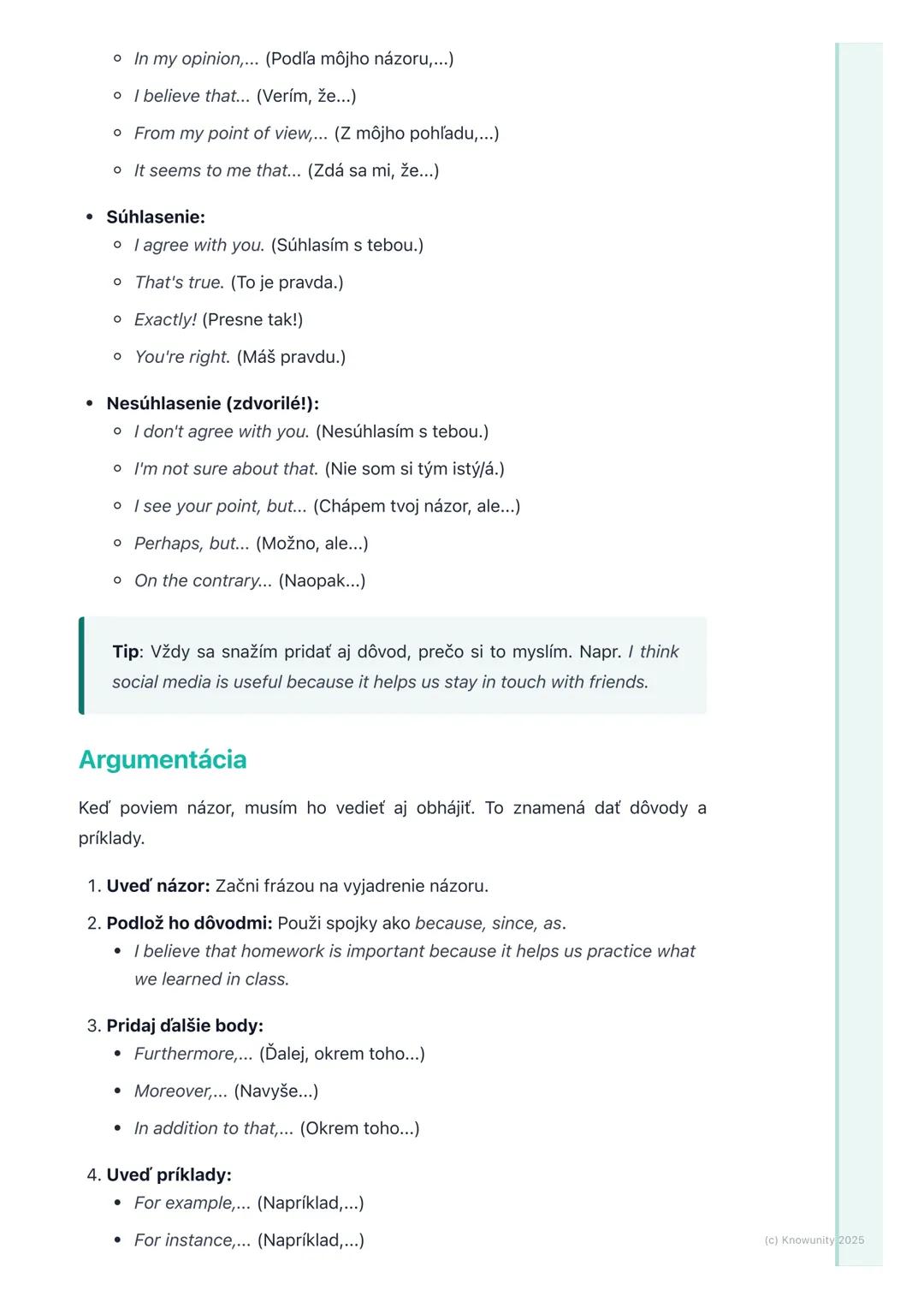 # Hovorenie (Speaking)

1. Prehľad / Úvod

Hovorenie v angličtine je super dôležité, nielen na skúšky, ale aj v reálnom
živote. Či už cestuj