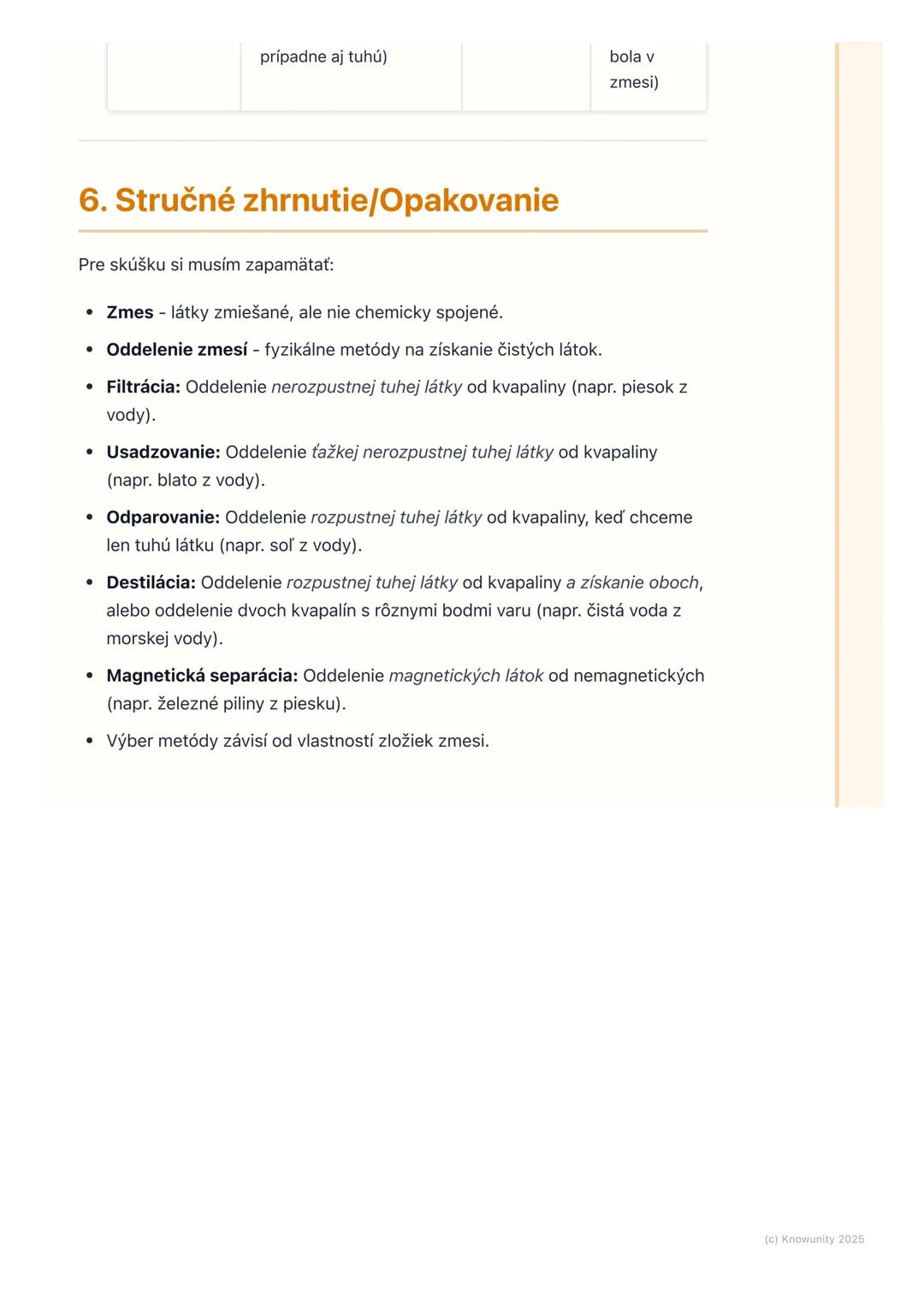 # Metódy oddeľovania zmesí

1. Prehľad metód oddeľovania zmesí

Dnes sa budeme učiť, ako môžeme rozdeliť rôzne zmesi na ich pôvodné časti.
J