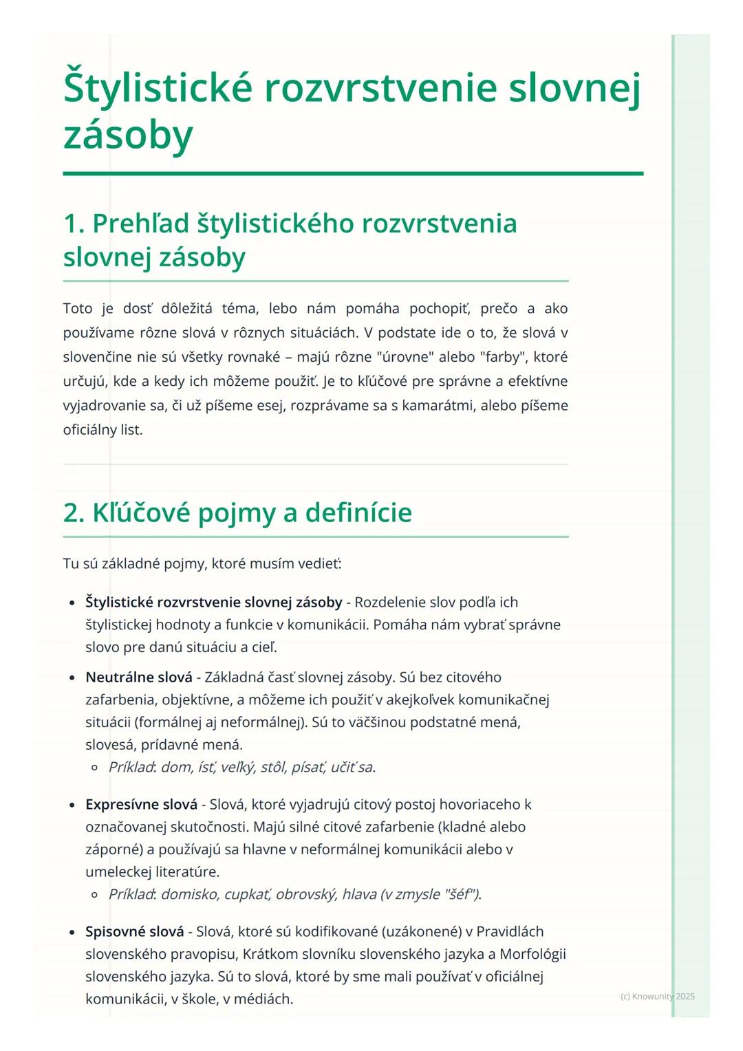 Štylistická diverzita slovnej zásoby: neutrálne a expresívne slová