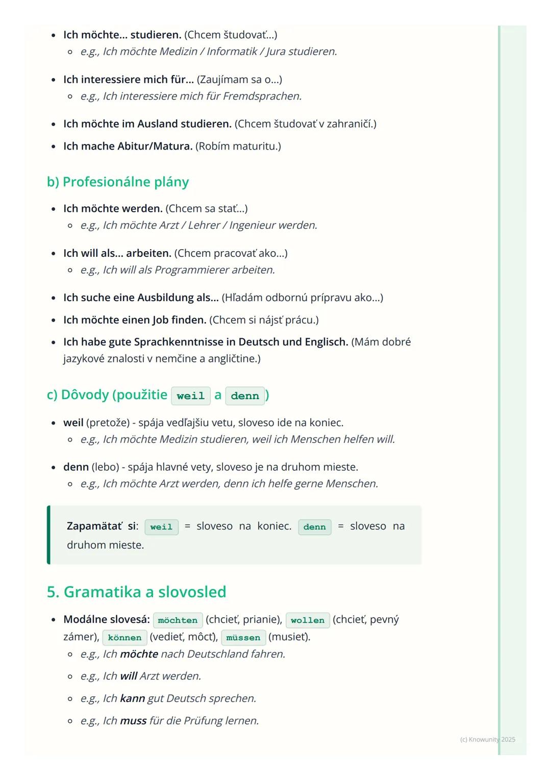 # Škola, vzdelávanie a budúce
plány

Prehľad

Táto téma je dôležitá, lebo sa často objavuje na ústnej maturite z nemčiny,
ale aj v bežnej ko