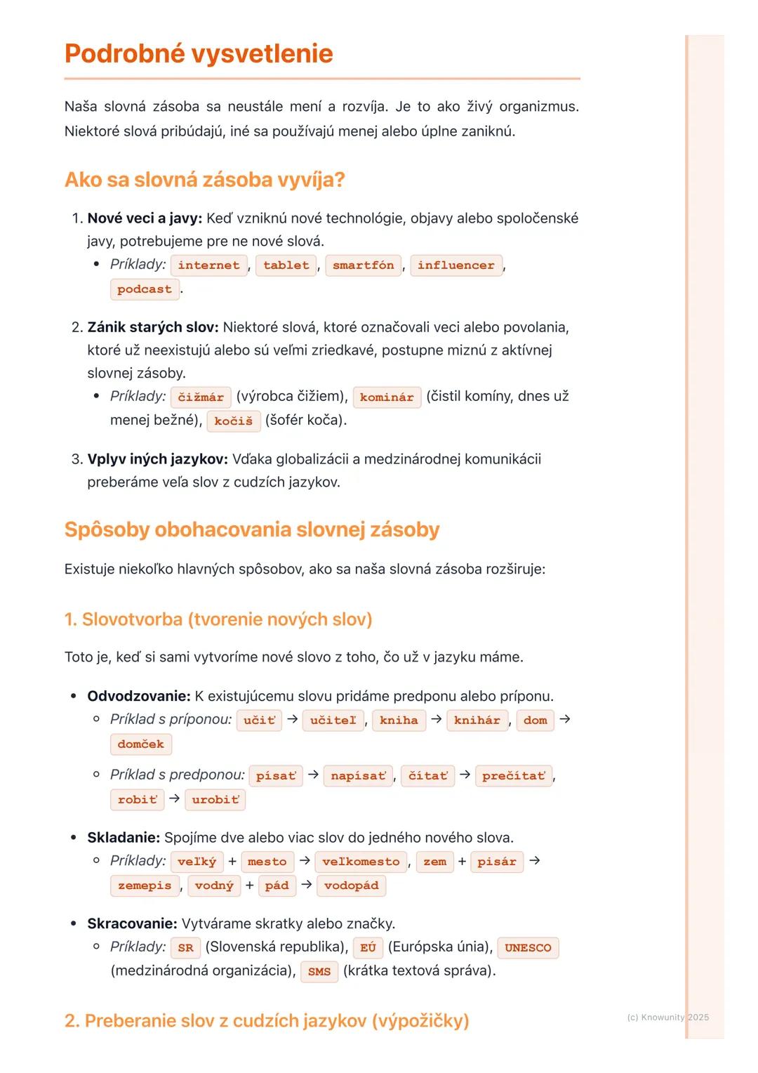 # Slovná zásoba a jej
obohacovanie

Prehľad / Úvod

Takže, dnes si prejdeme slovnú zásobu a ako ju môžeme obohacovať. Je to
dôležité, lebo č