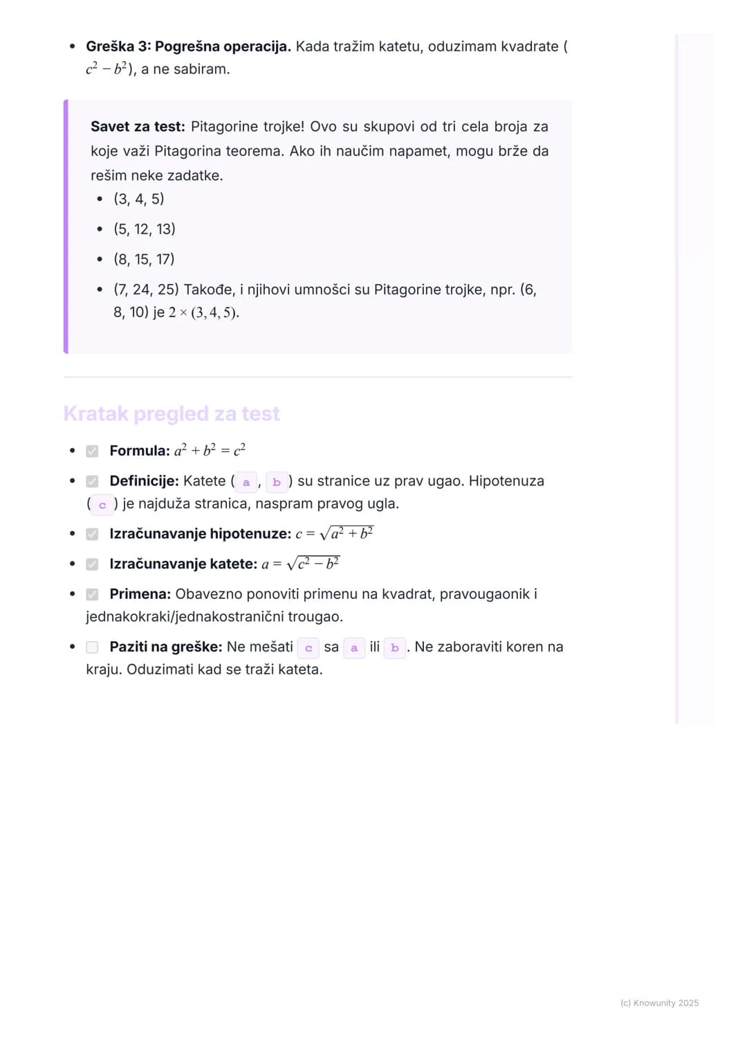 # Pitagorina teorema

Uvod i podsećanje

Pitagorina teorema je jedna od najvažnijih teorema u geometriji. Povezuje
dužine stranica pravouglo