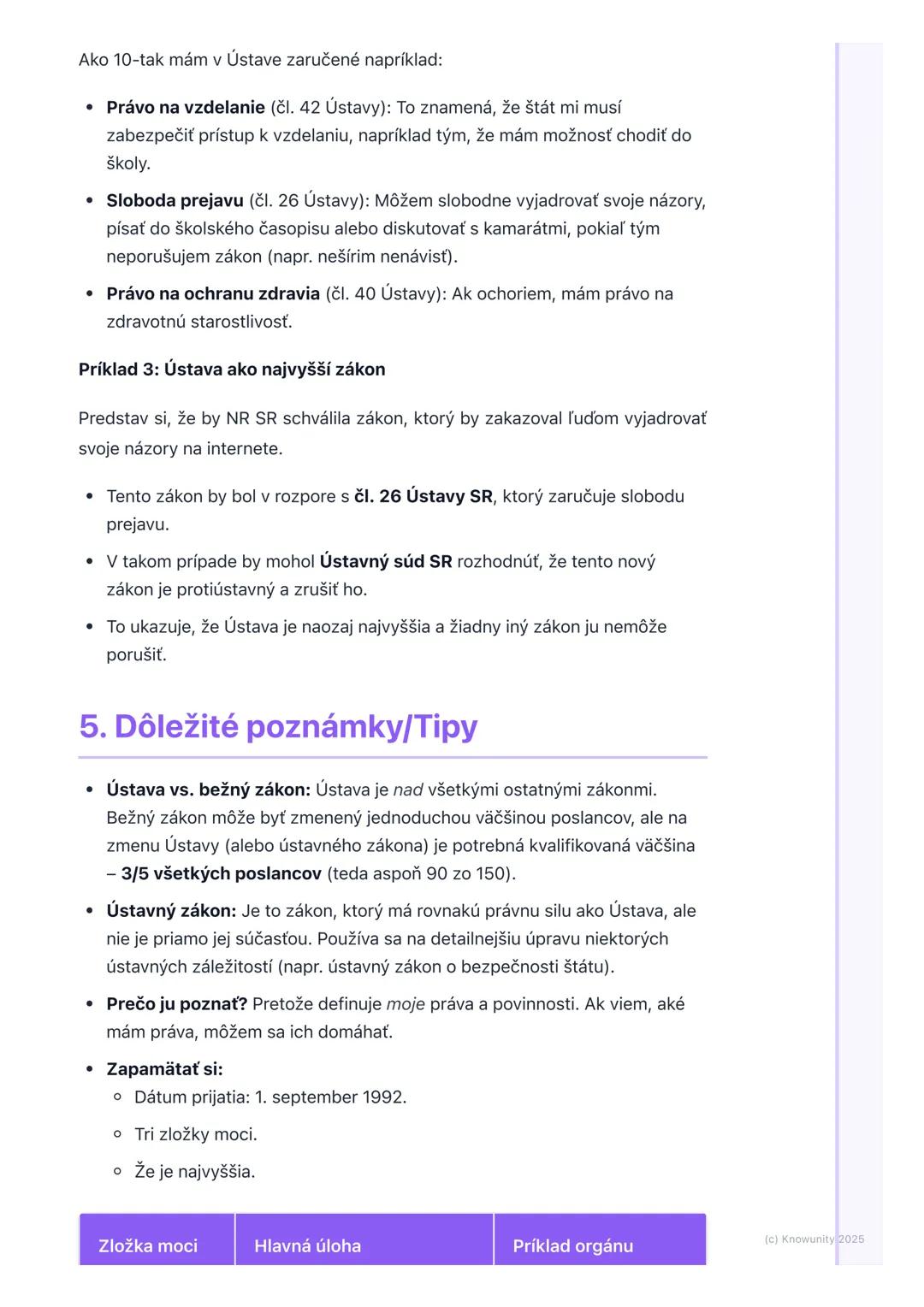 # Ústava Slovenskej republiky

## 1. Prehľad ústavy slovenskej republiky

Ústava Slovenskej republiky je najdôležitejší právny predpis v naš