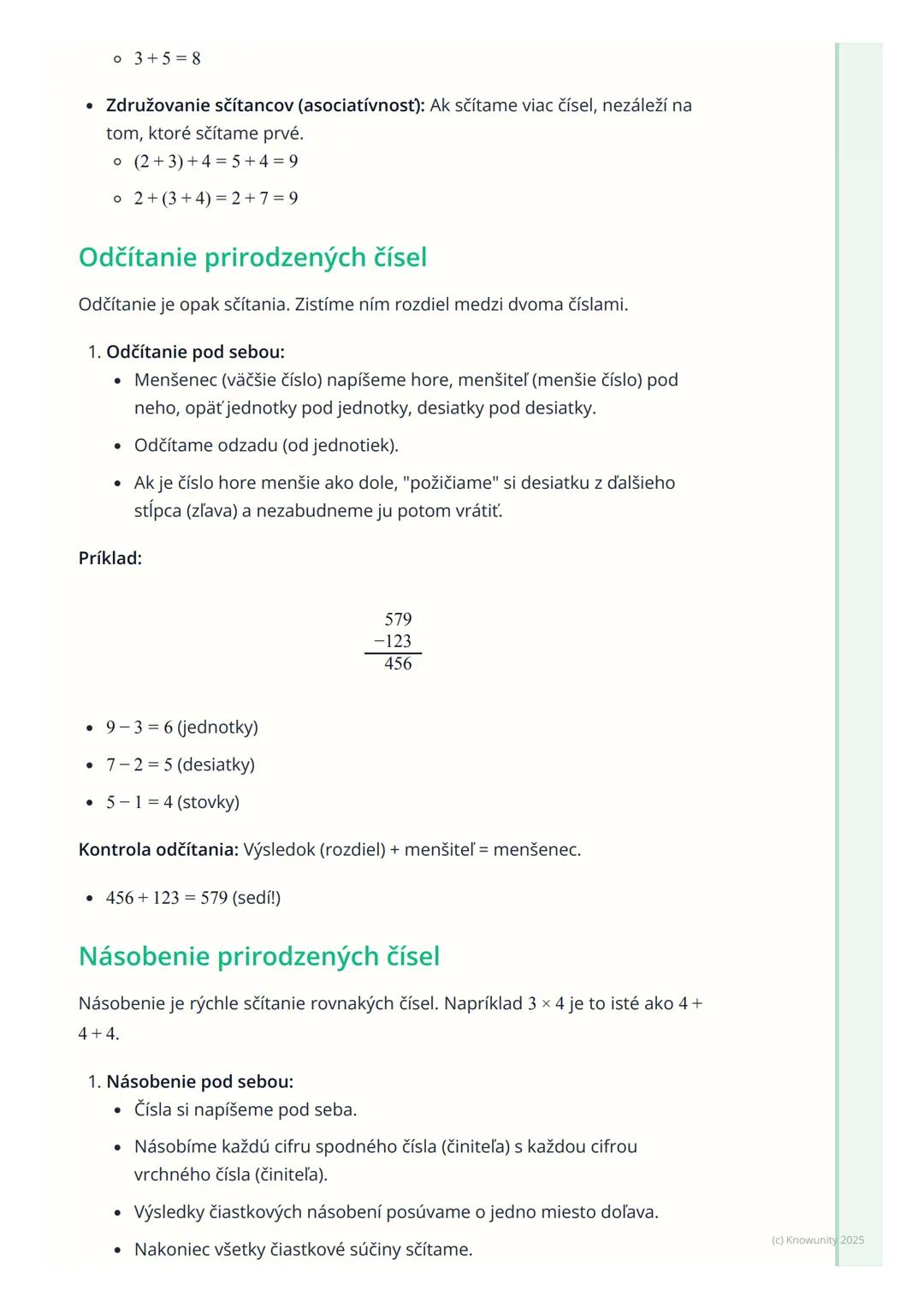 # Operácie s prirodzenými
číslami

1. Prehľad a úvod

Dnes si zopakujeme, ako pracujeme s prirodzenými číslami. To sú tie čísla,
ktoré použí