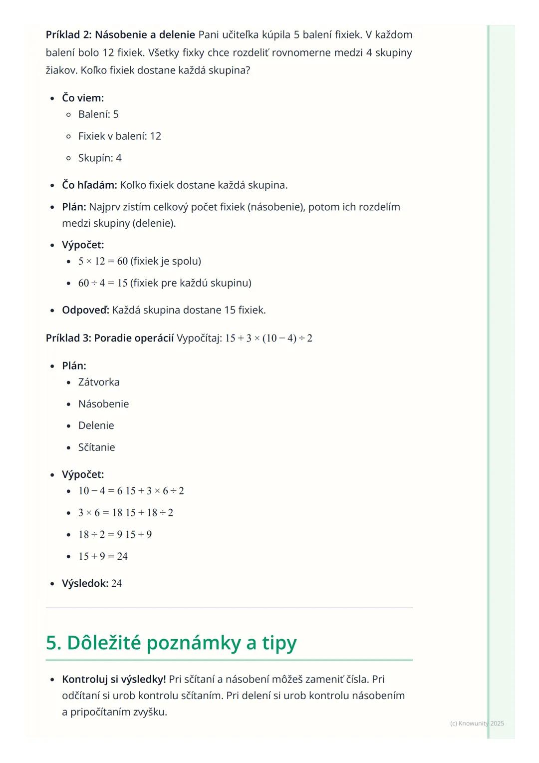 # Operácie s prirodzenými
číslami

1. Prehľad a úvod

Dnes si zopakujeme, ako pracujeme s prirodzenými číslami. To sú tie čísla,
ktoré použí
