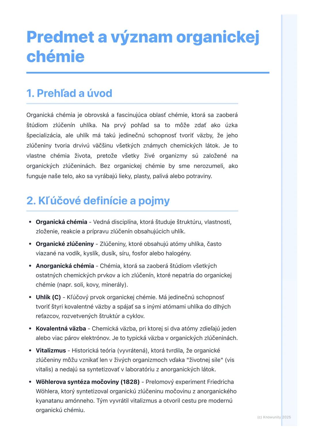 Základy organickej chémie a jej význam