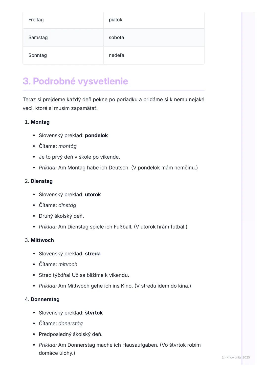 # Dni v týždni

1. Prehľad a úvod

Ahojte! Píšem si poznámky k nemčine, aby som sa dobre pripravil na test.
Dnes sa budeme učiť o dňoch v tý