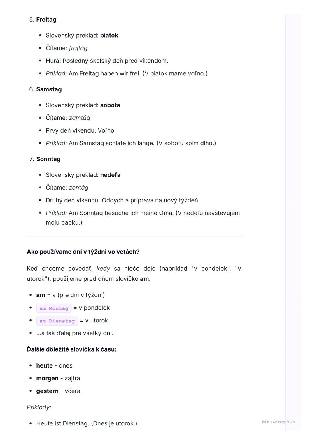 # Dni v týždni

1. Prehľad a úvod

Ahojte! Píšem si poznámky k nemčine, aby som sa dobre pripravil na test.
Dnes sa budeme učiť o dňoch v tý