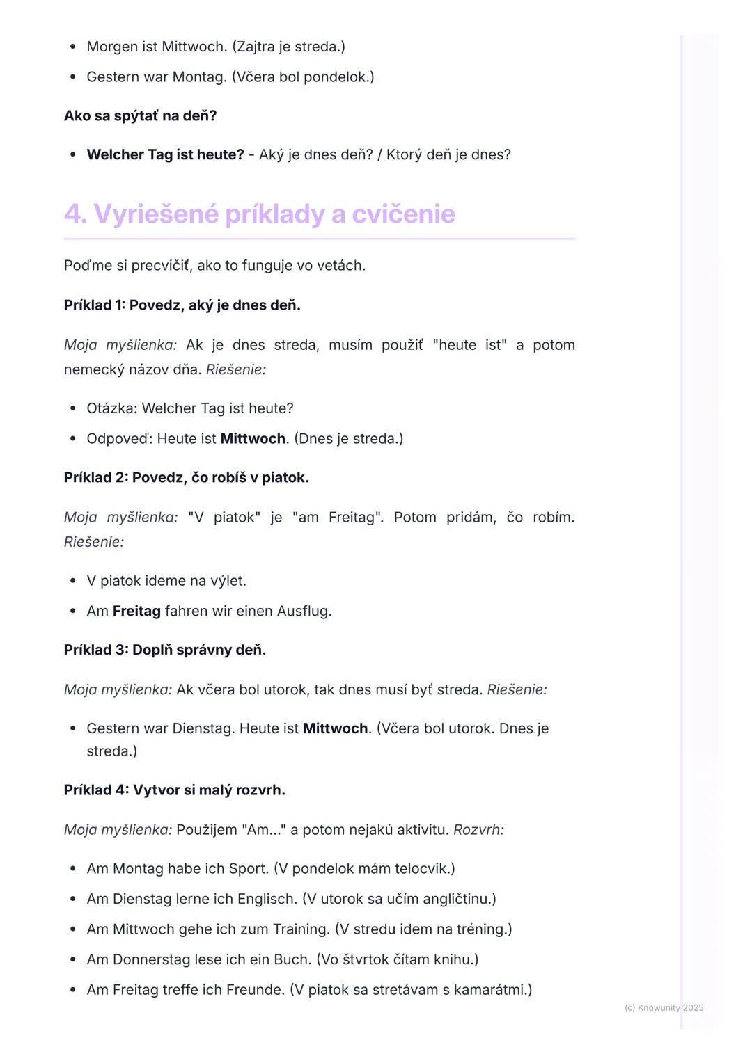 # Dni v týždni

1. Prehľad a úvod

Ahojte! Píšem si poznámky k nemčine, aby som sa dobre pripravil na test.
Dnes sa budeme učiť o dňoch v tý