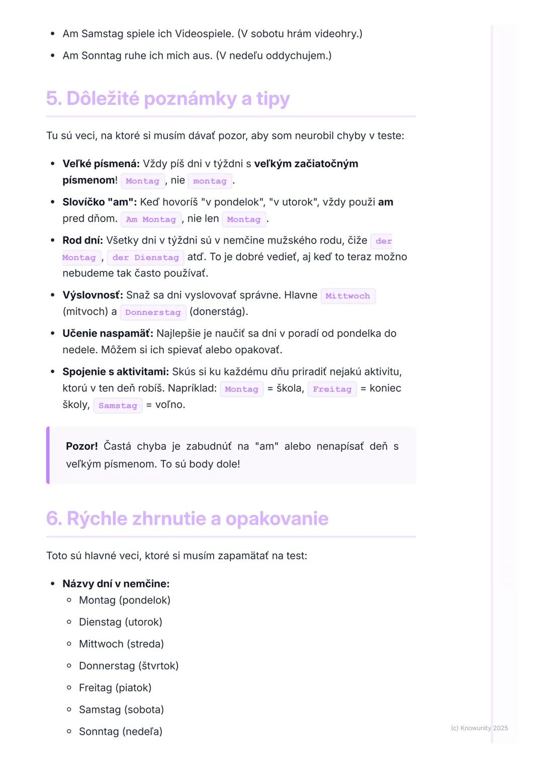 # Dni v týždni

1. Prehľad a úvod

Ahojte! Píšem si poznámky k nemčine, aby som sa dobre pripravil na test.
Dnes sa budeme učiť o dňoch v tý