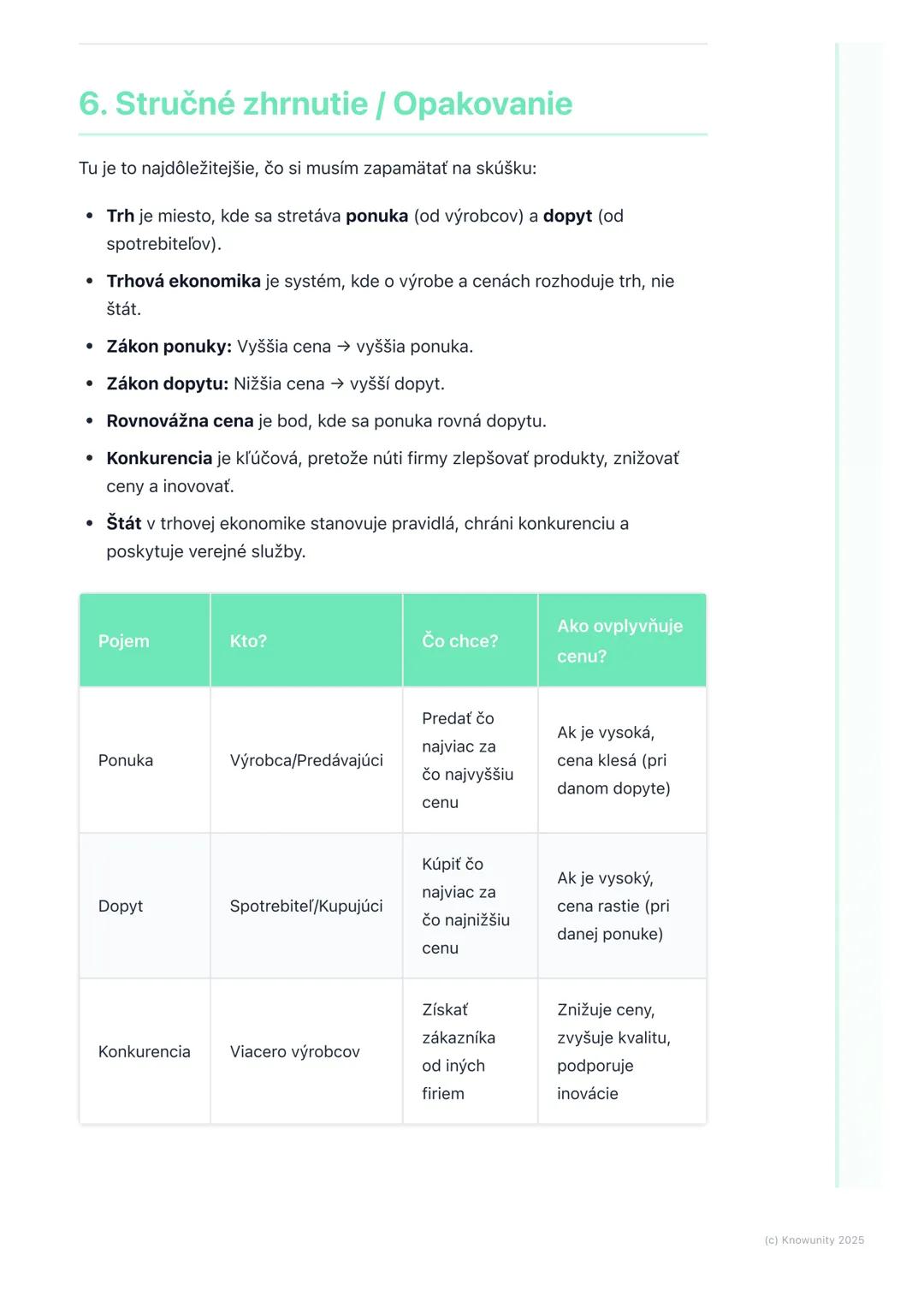 # Trh a trhová ekonomika

## 1. Prehľad trhu a trhovej ekonomiky

Trh a trhová ekonomika sú základné pojmy, ktoré potrebujem pochopiť, aby
s