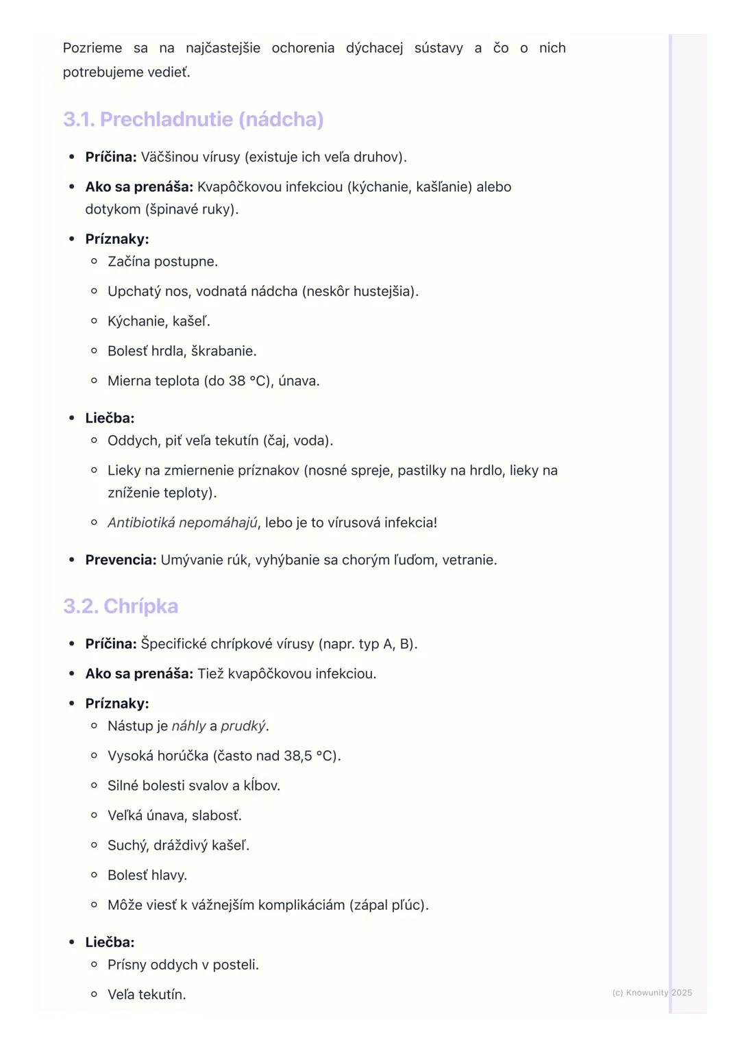 # Najčastejšie ochorenia
dýchacej sústavy

1. Prehľad ochorení dýchacej sústavy

Dýchacia sústava je pre nás veľmi dôležitá, lebo nám zabezp