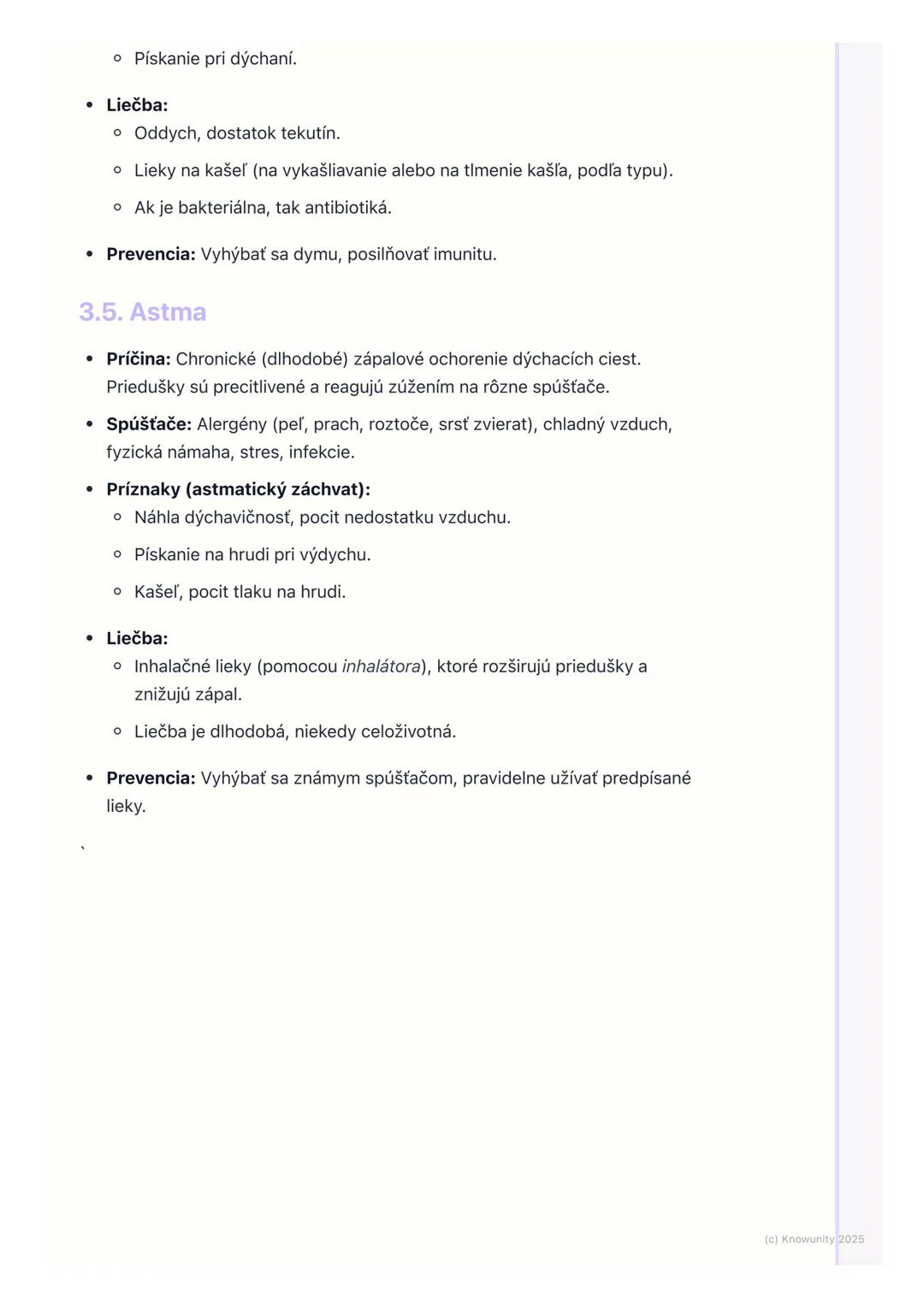 # Najčastejšie ochorenia
dýchacej sústavy

1. Prehľad ochorení dýchacej sústavy

Dýchacia sústava je pre nás veľmi dôležitá, lebo nám zabezp