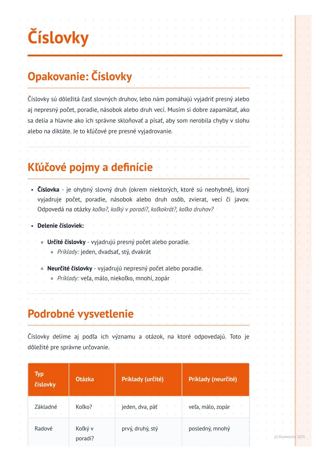 Prehľadný sprievodca číslovkami