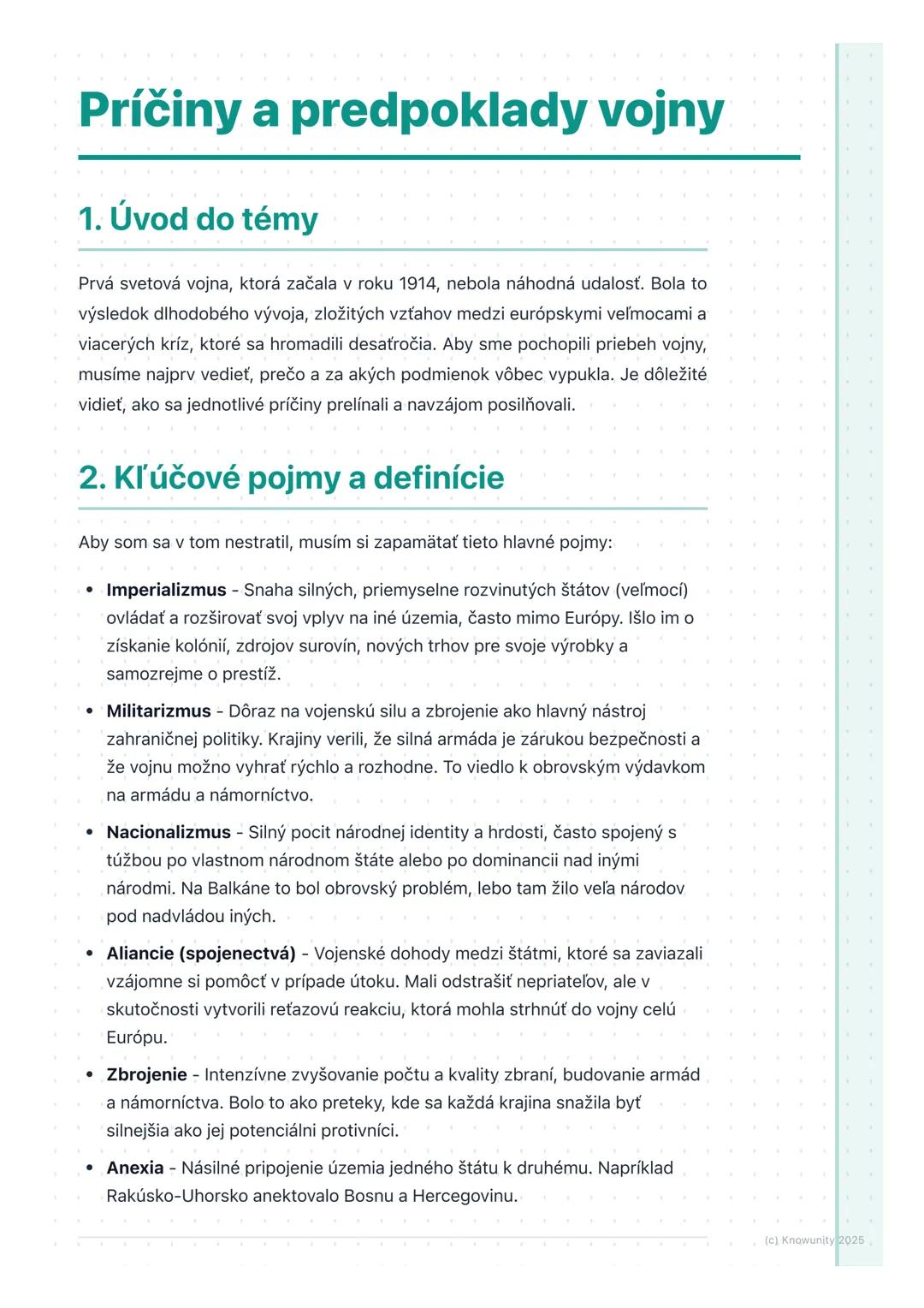 Príčiny prvej svetovej vojny: Aliancie a konflikty