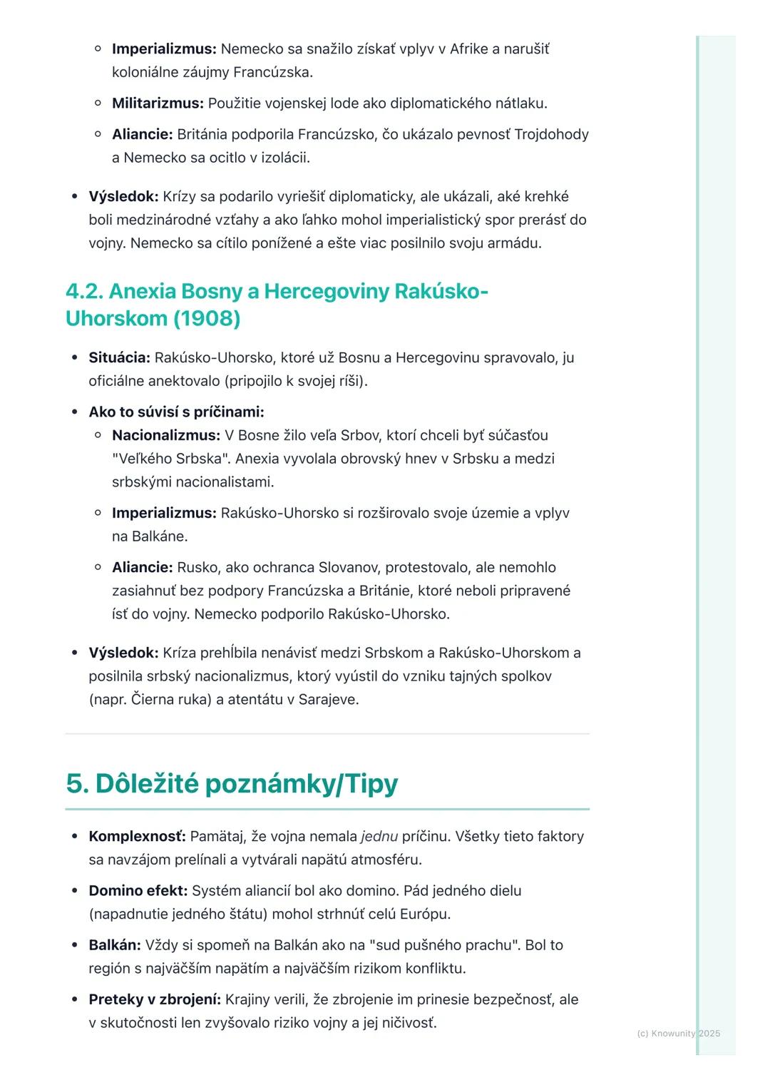 # Príčiny a predpoklady vojny

## 1. Úvod do témy

Prvá svetová vojna, ktorá začala v roku 1914, nebola náhodná udalosť. Bola to
výsledok dl