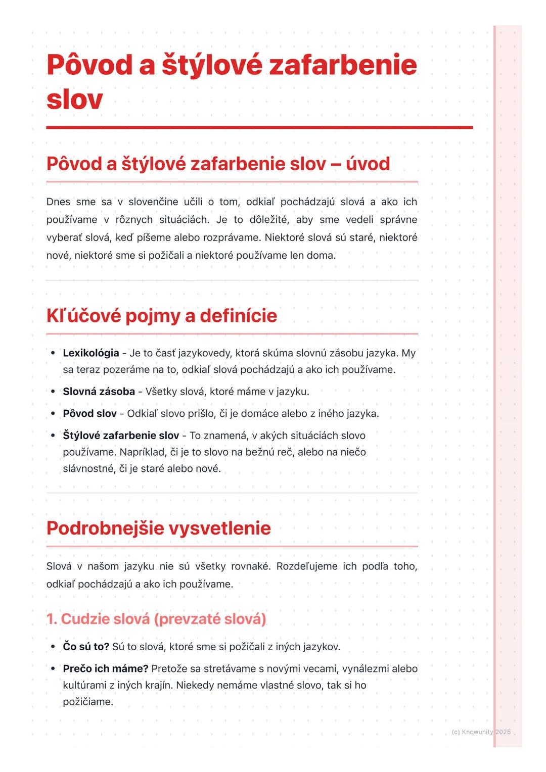 # Pôvod a štýlové zafarbenie
slov

Pôvod a štýlové zafarbenie slov – úvod

Dnes sme sa v slovenčine učili o tom, odkiaľ pochádzajú slová a a