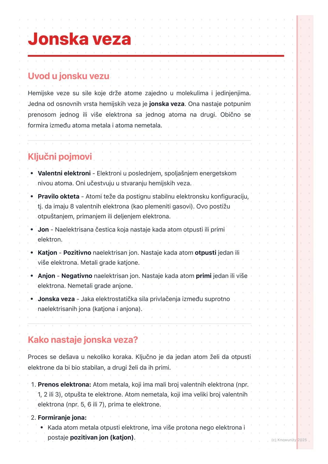 # Jonska veza

Uvod u jonsku vezu

Hemijske veze su sile koje drže atome zajedno u molekulima i jedinjenjima.
Jedna od osnovnih vrsta hemijs