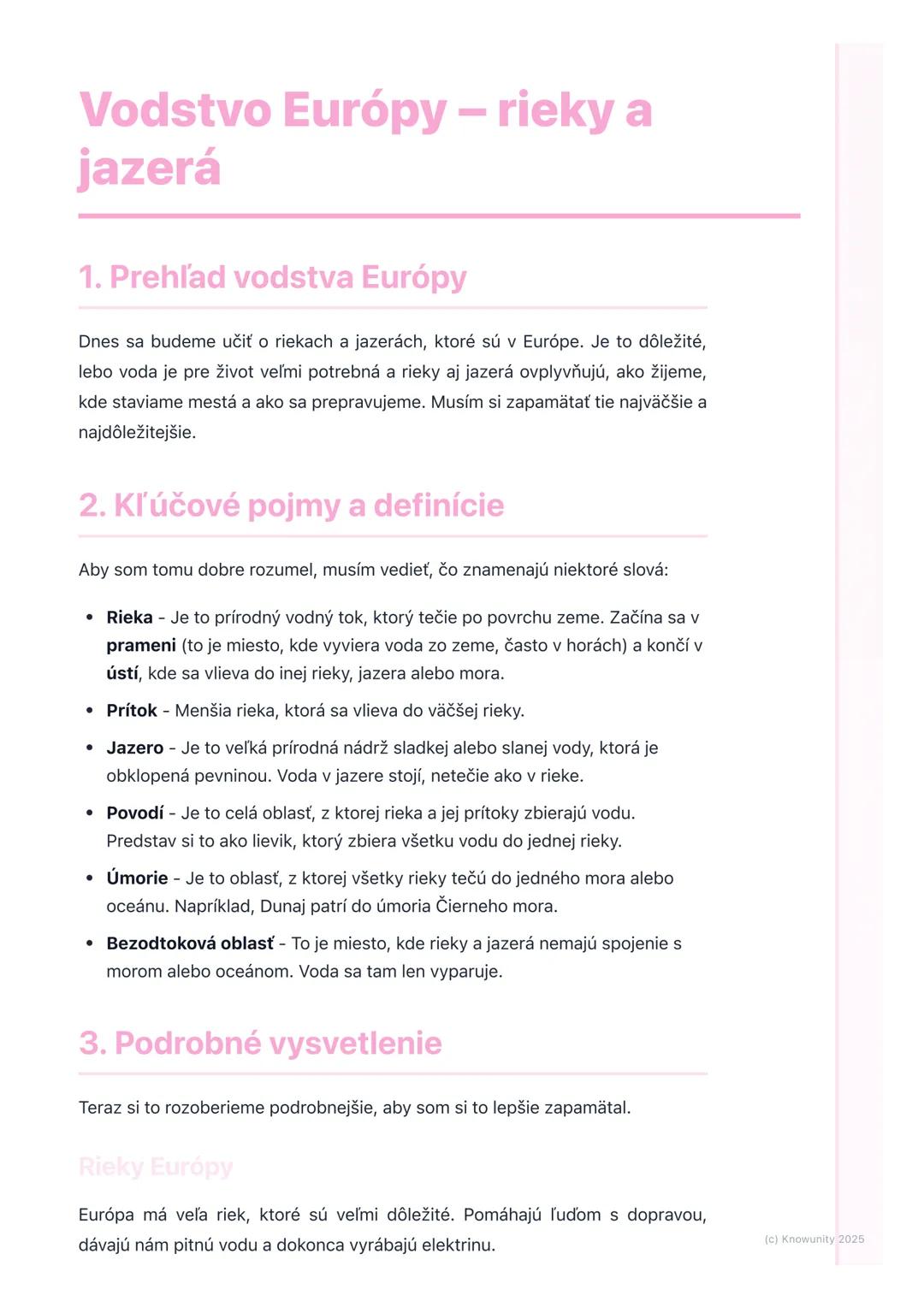 Najväčšie rieky a jazerá Európy – Vodstvo Kontinentu